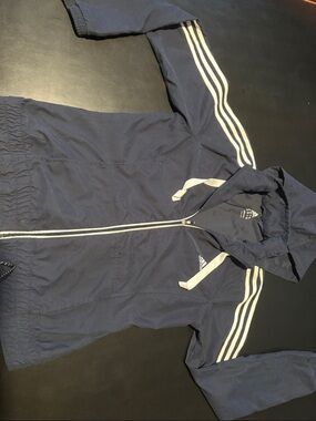 adidas Navy Blue and White Women's Bomber Jacket